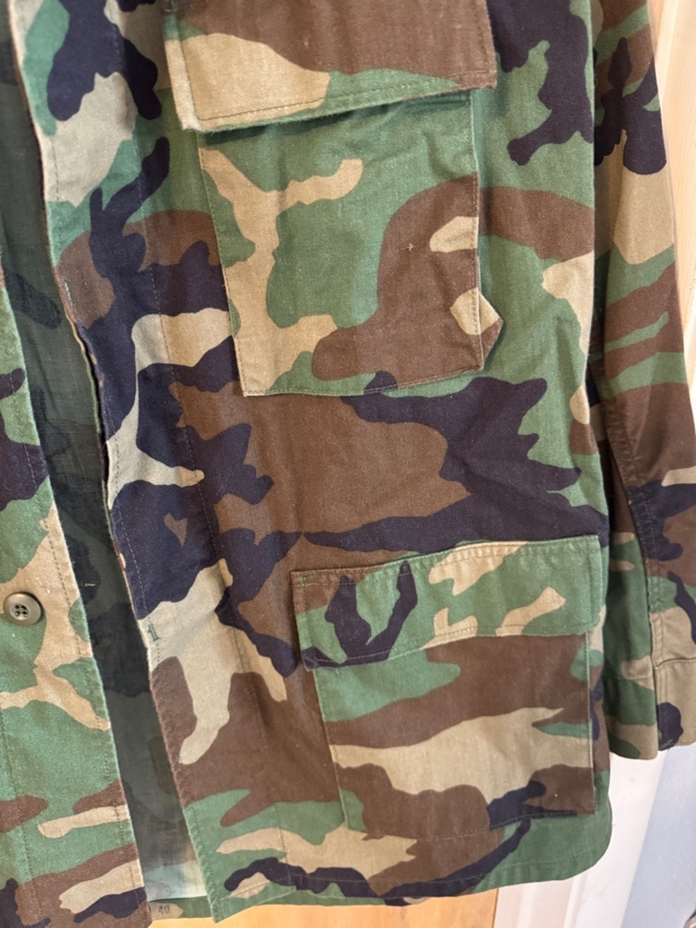 Vintage US Military Battle Dress Uniform Field Jacket M81 Woodland Camo Large - Picture 4 of 6